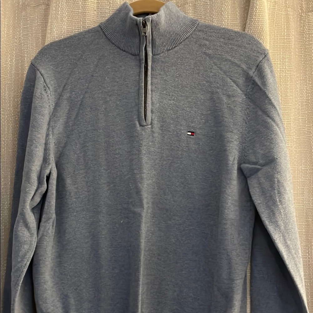 Tommy Hilfiger Men's Light Blue Zip-Up Sweater